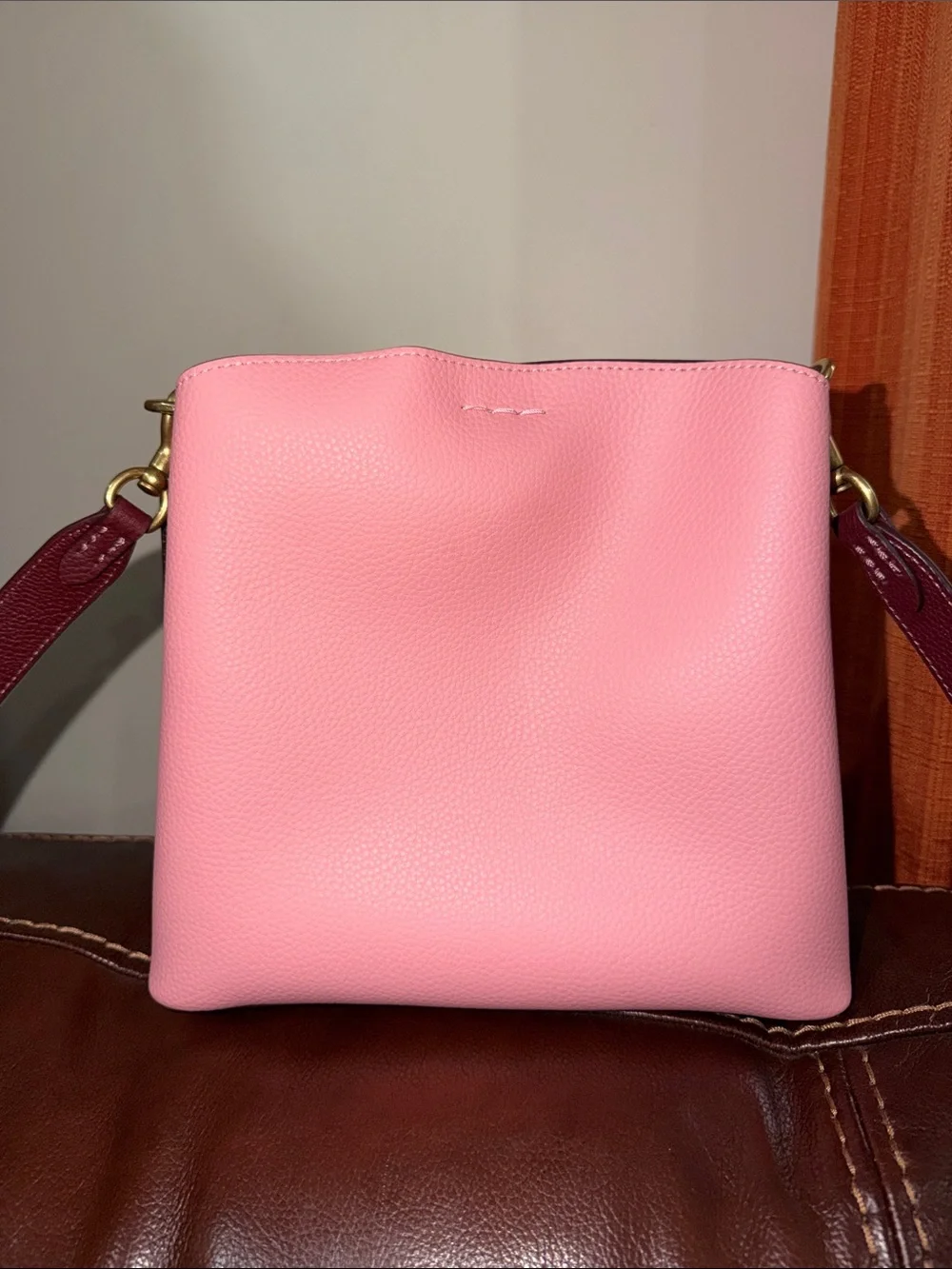 ‼️Coach Willow Bucket Bag Pink Leather Crossbody Bag